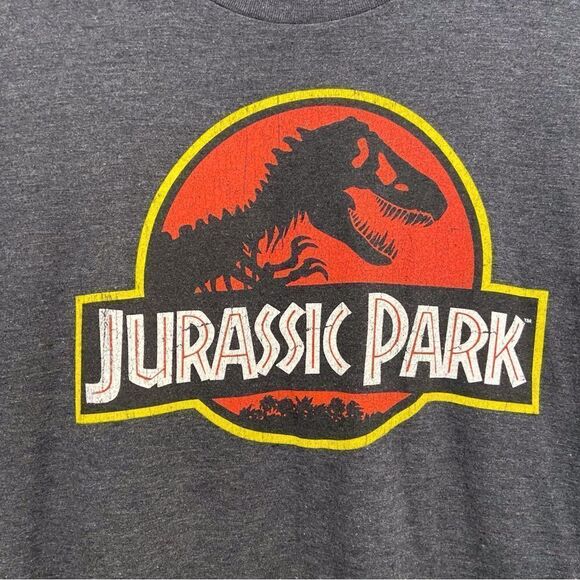 JURASSIC Park movie tee medium short sleeves unisex grey charcoal 50% cotton - Picture 6 of 12
